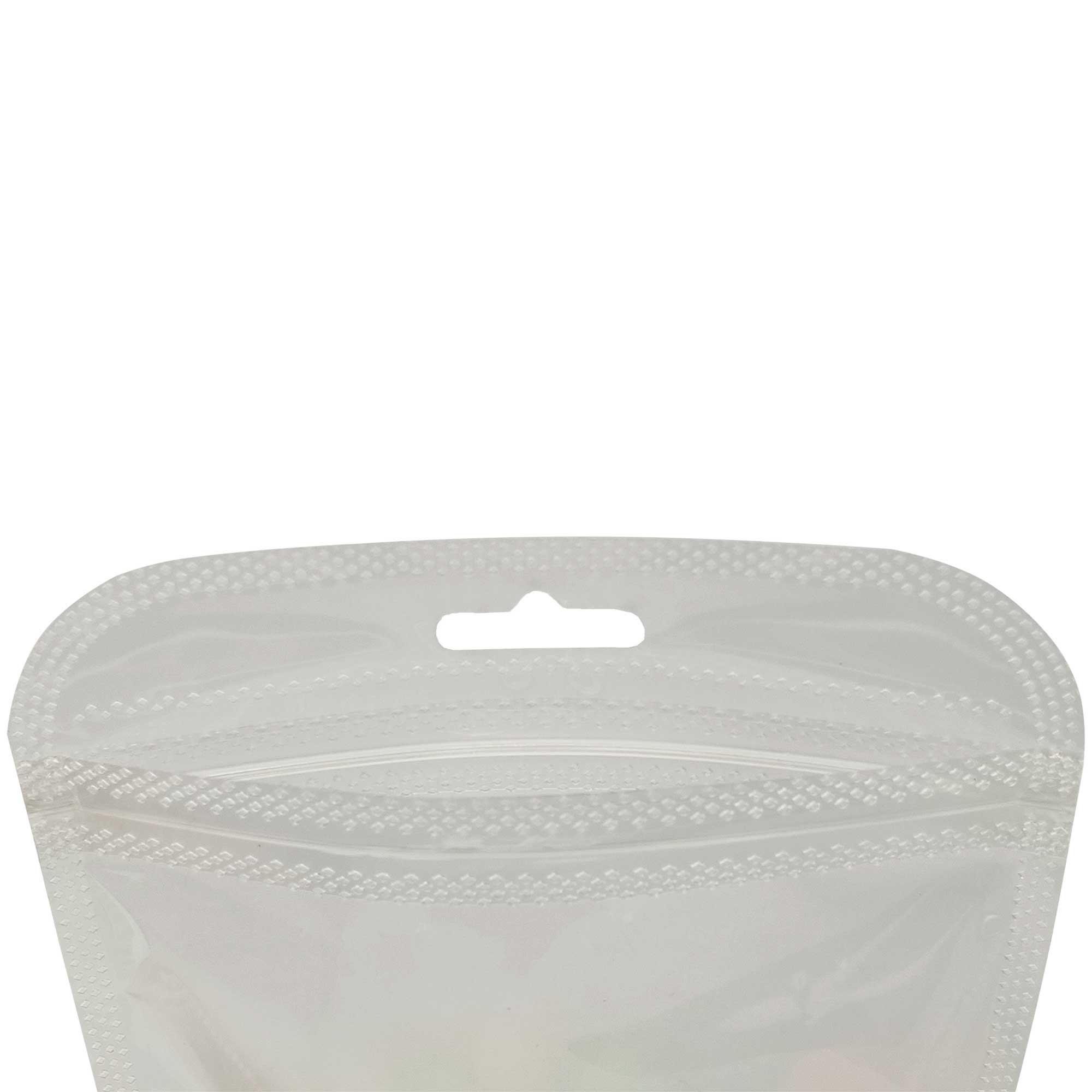 Half Semi-Frost Translucent Plastic Flat QuickQlick® Bags with Rounded Corners and Butterfly Hang Hole
