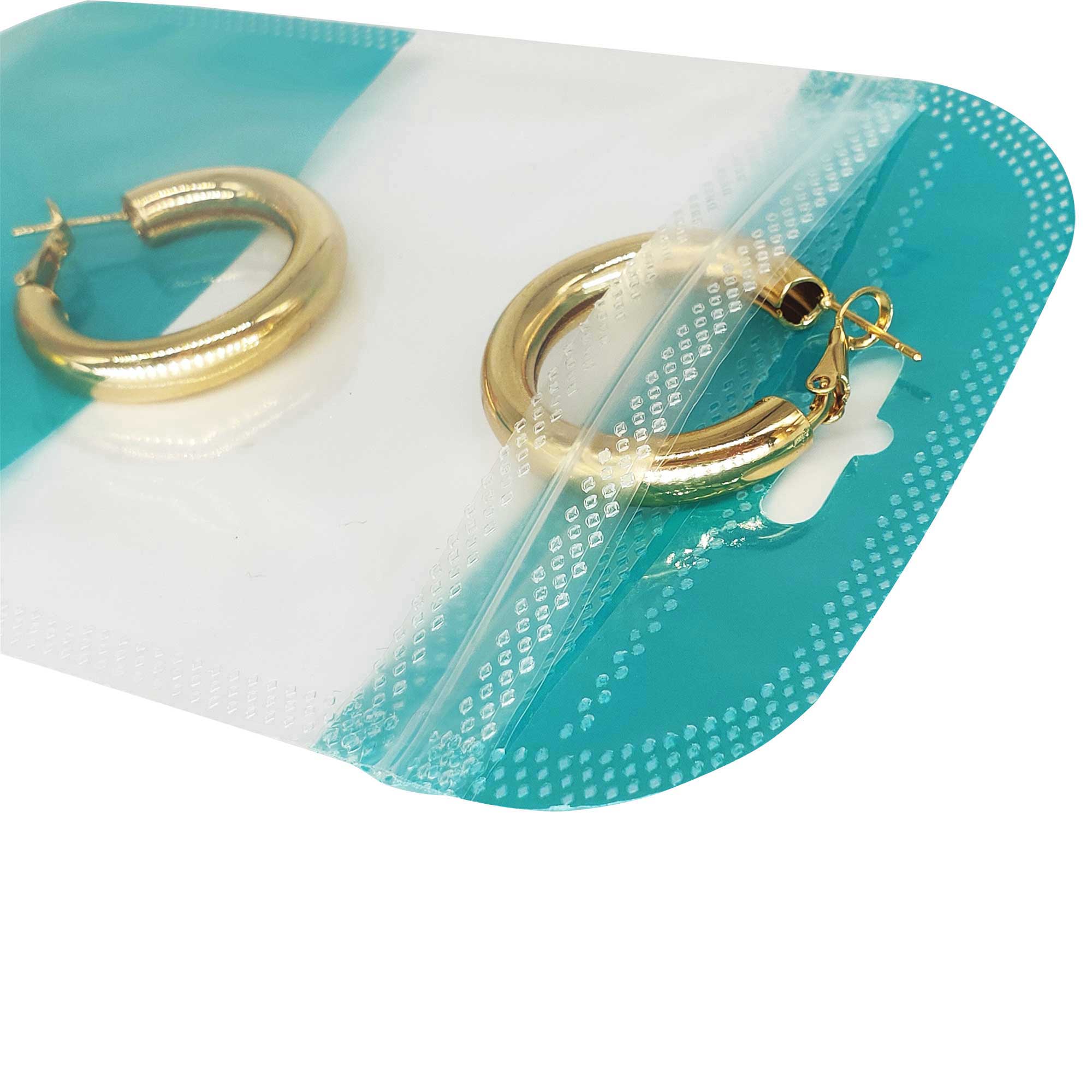 Glossy Clear Front and Half-Colored Design Zipper Seal Bags with Butterfly Hang Hole