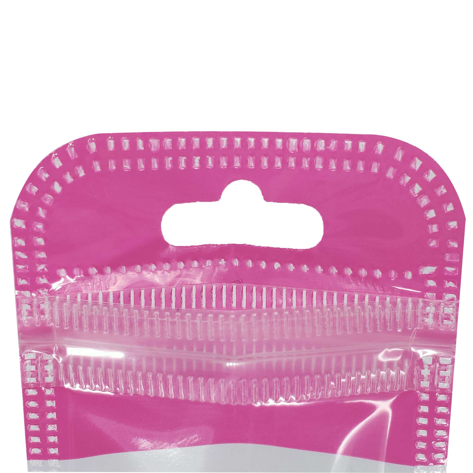 Glossy Clear Front and Half-Colored Design Zipper Seal Bags with Butterfly Hang Hole