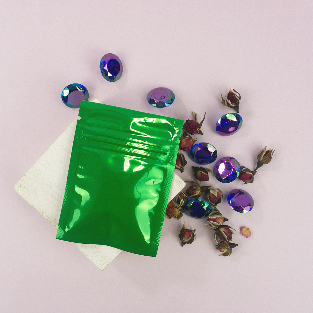 Glossy Half Forest Green Window Mylar Flat QuickQlick® Bags