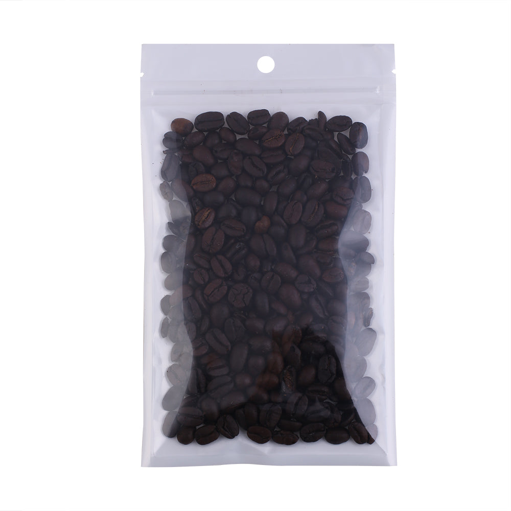 3.94 Inch x 7.09 Inch Glossy Clear Front & Half Polar White Polyethylene Flat Zipper Seal Bags with Hang Hole