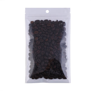 3.94 Inch x 7.09 Inch Glossy Clear Front & Half Polar White Polyethylene Flat Zipper Seal Bags with Hang Hole