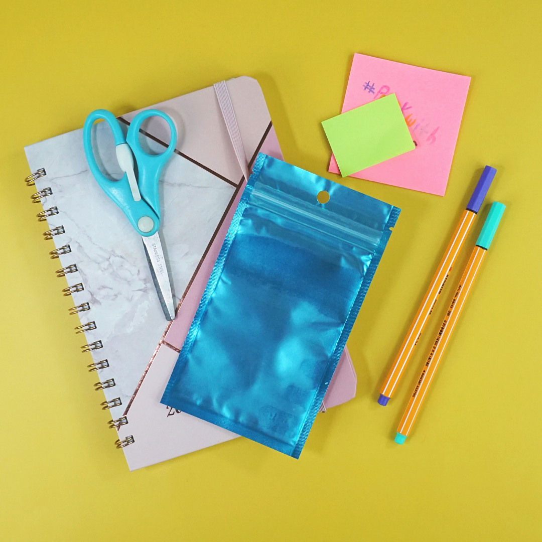 Matte Half Arctic Blue Window Mylar Flat QuickQlick® Bags