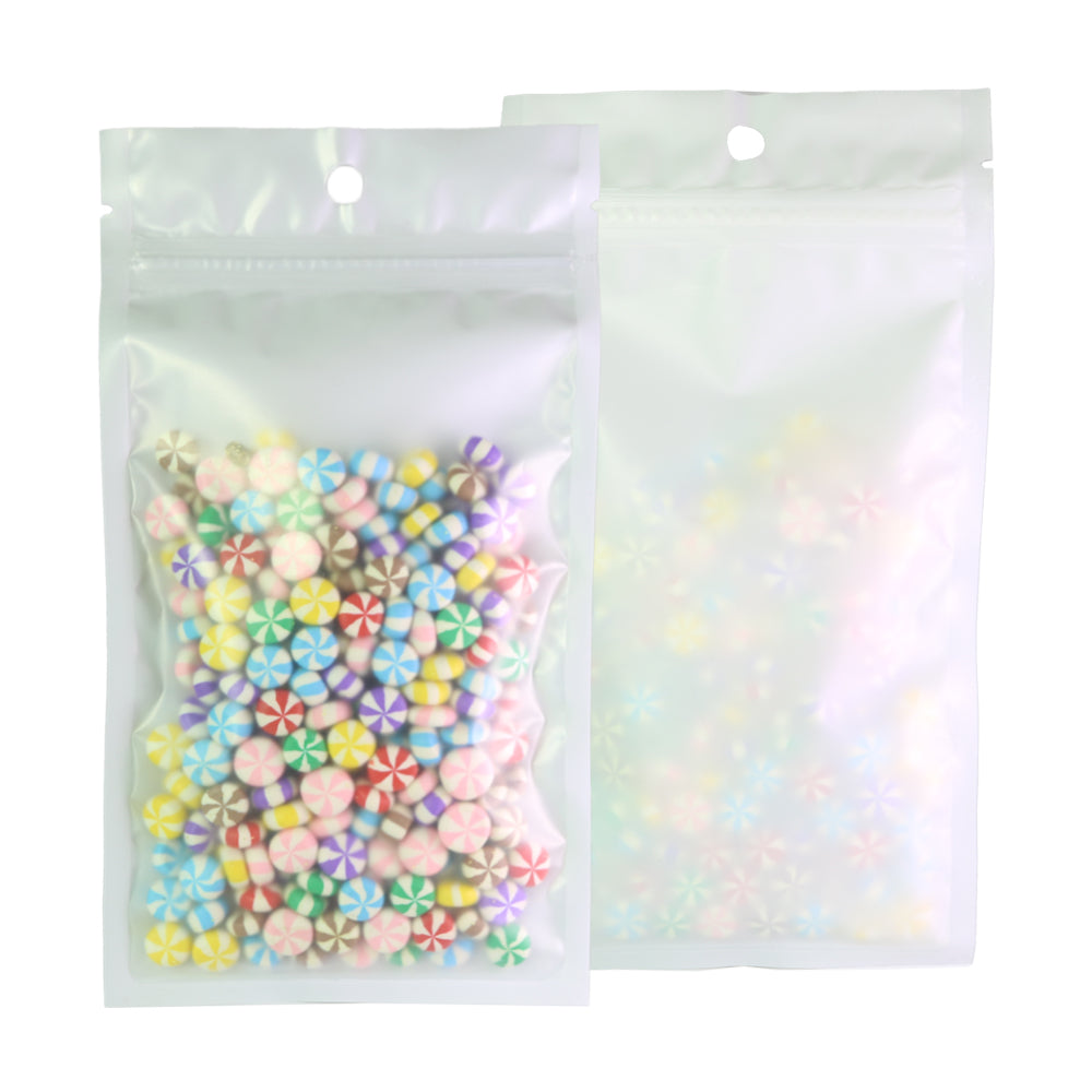Half Frosty White Flat Plastic QuickQlick® Bags with Hang Hole