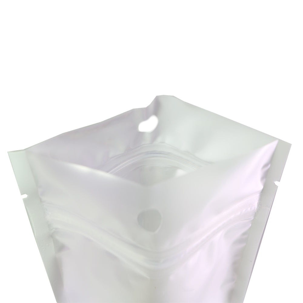 Half Frosty White Flat Plastic QuickQlick® Bags with Hang Hole