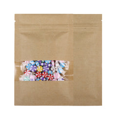 Vintage Brown Kraft Flat Packaging Bags with Clear Window