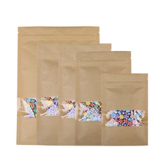 Vintage Brown Kraft Flat Packaging Bags with Clear Window