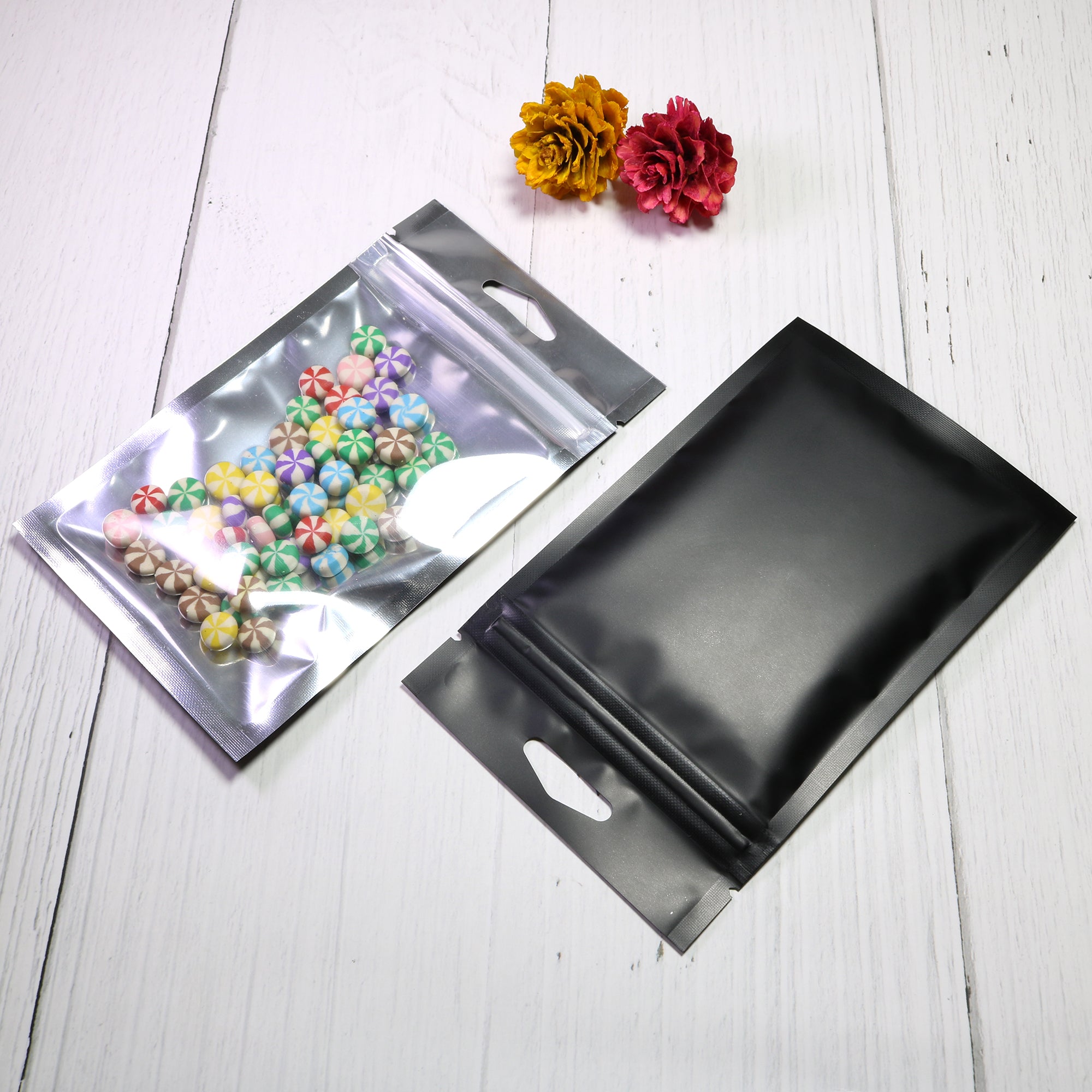 Matte Half Foggy Night Mylar Foil QuickQlick® Bags with Triangle Hang Hole