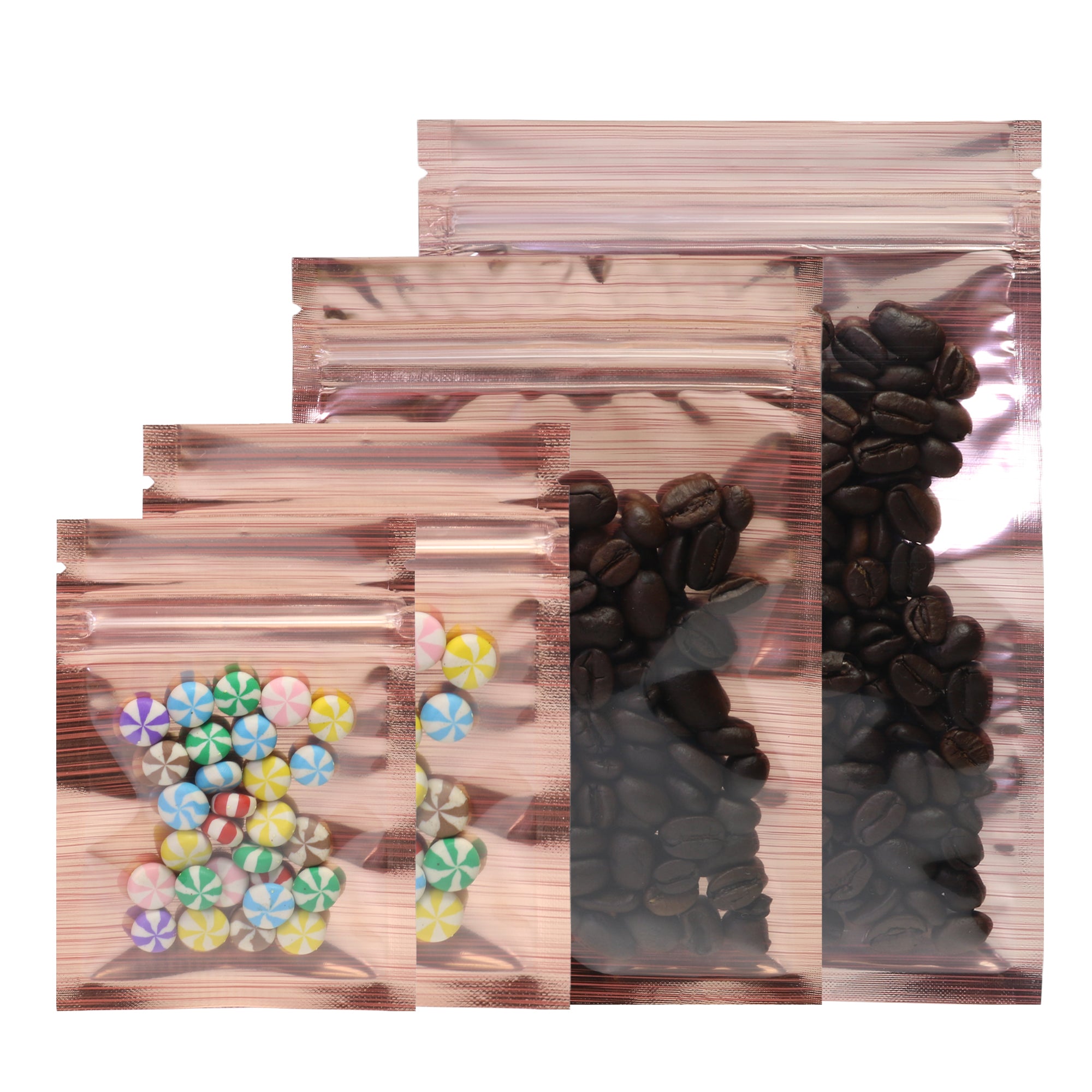 Flat Zipper Seal Bags – Transparent Stripe Design Mylar Foil QuickQlick® Style