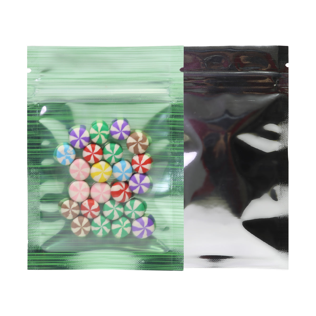 Half Green Apple Stripe Design Mylar Foil Flat QuickQlick® Bags