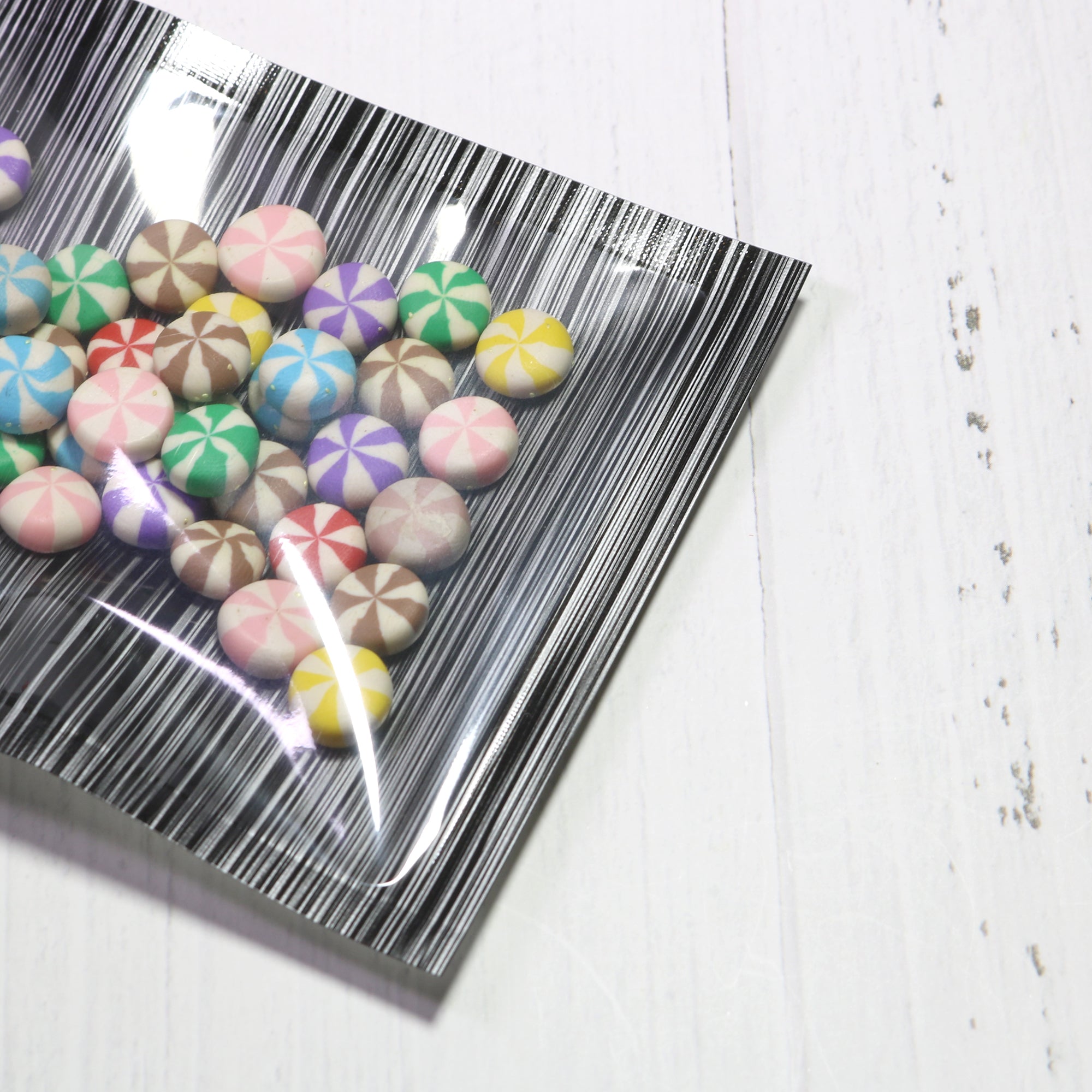 Flat Zipper Seal Bags – Transparent Stripe Design Mylar Foil QuickQlick® Style