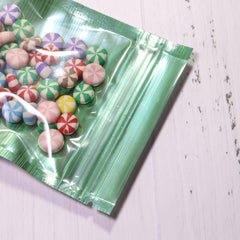 Half Green Apple Stripe Design Mylar Foil Flat QuickQlick® Bags