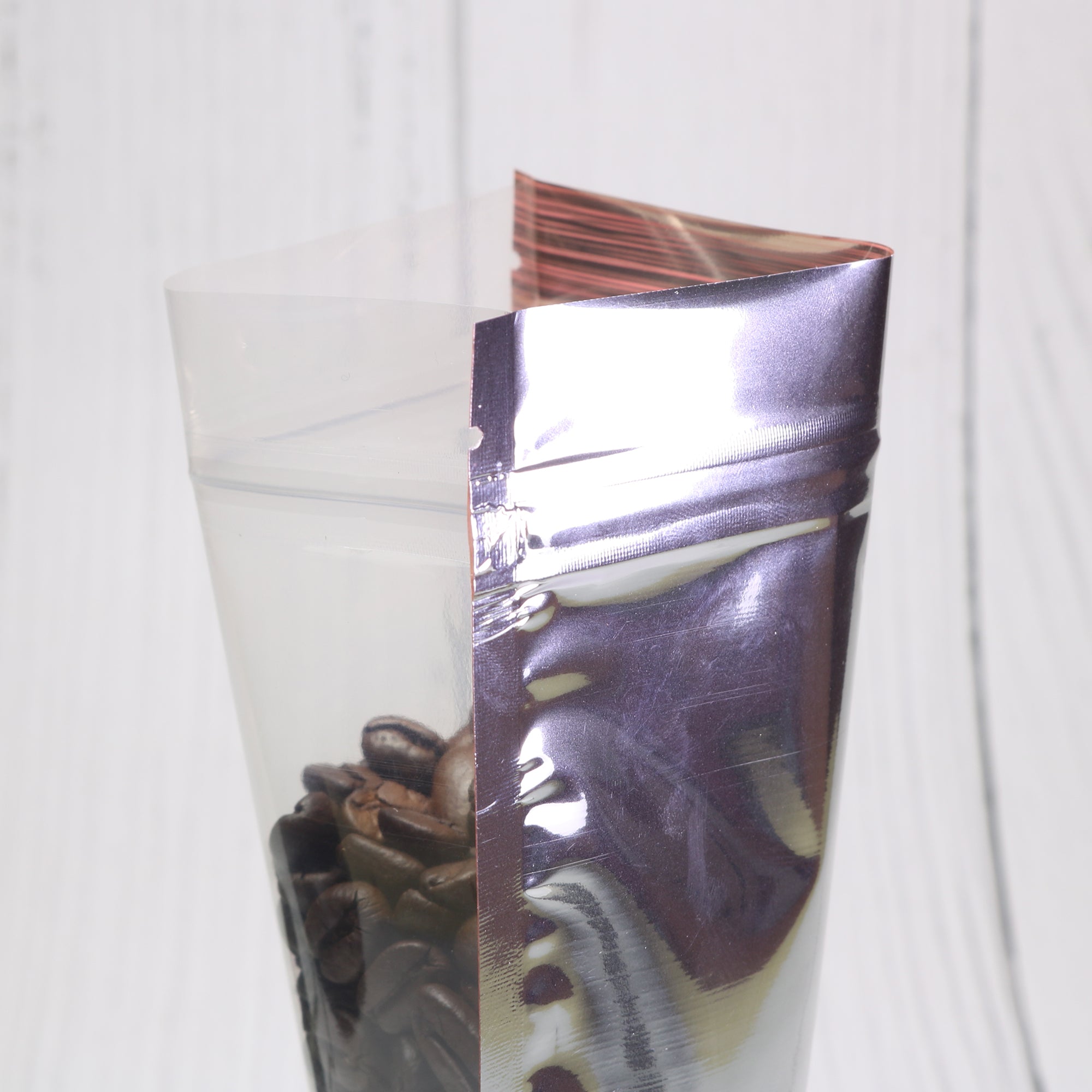 Flat Zipper Seal Bags – Transparent Stripe Design Mylar Foil QuickQlick® Style