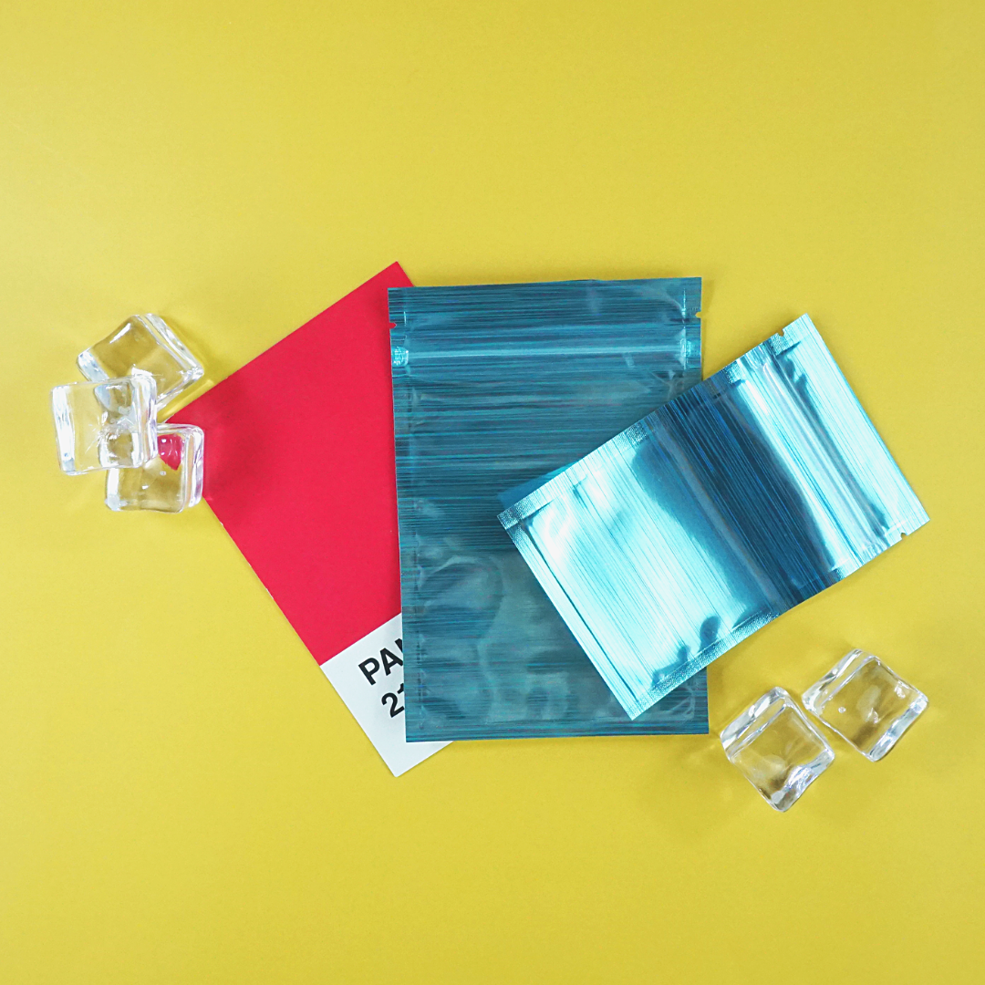 Half Faded Blue Stripe Design Mylar Foil Flat QuickQlick® Bags