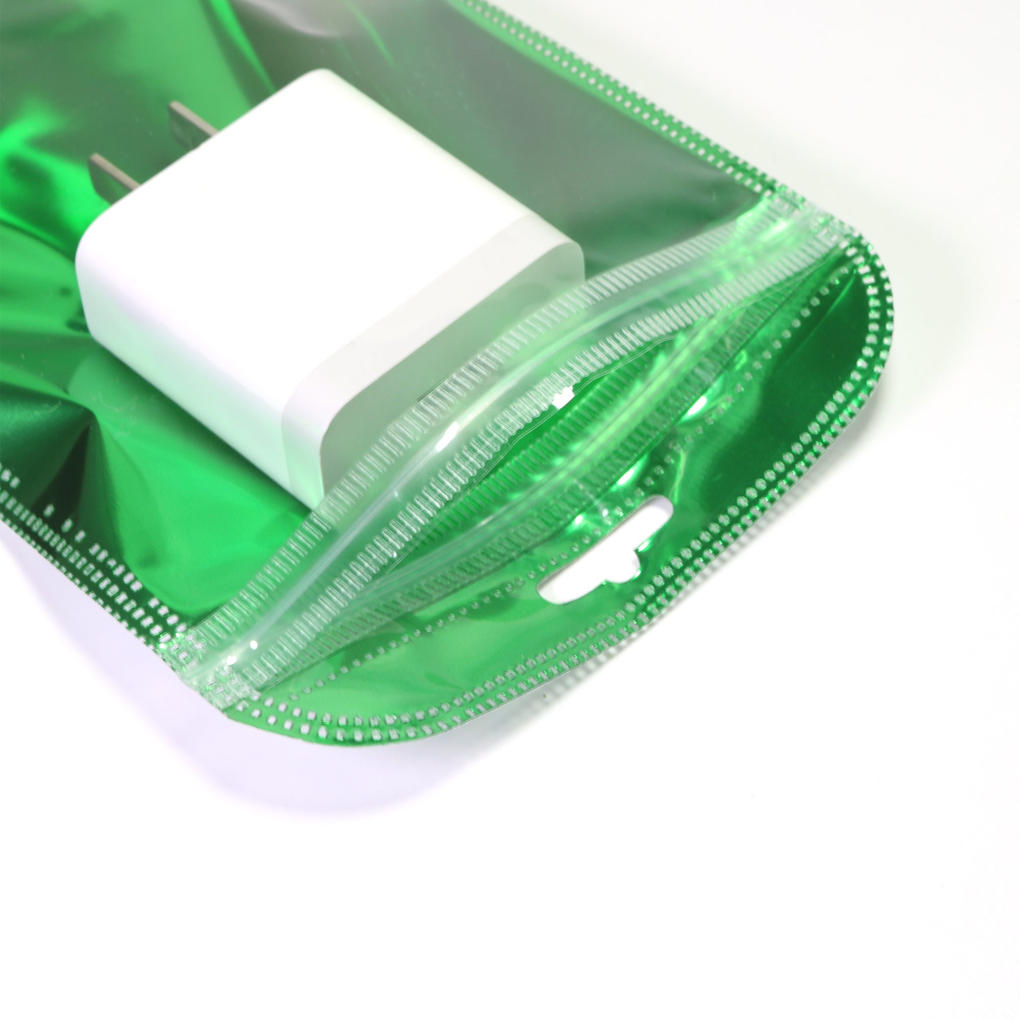 Glossy Half Shamrock Green Mylar QuickQlick® Bags with Rounded Top and Hang Hole