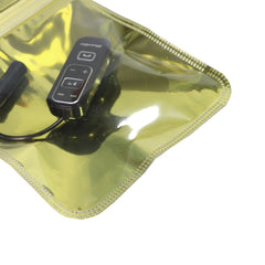 Glossy Half Honey Gold Transparent Mylar QuickQlick® Bags with Rounded Top and Hang Hole