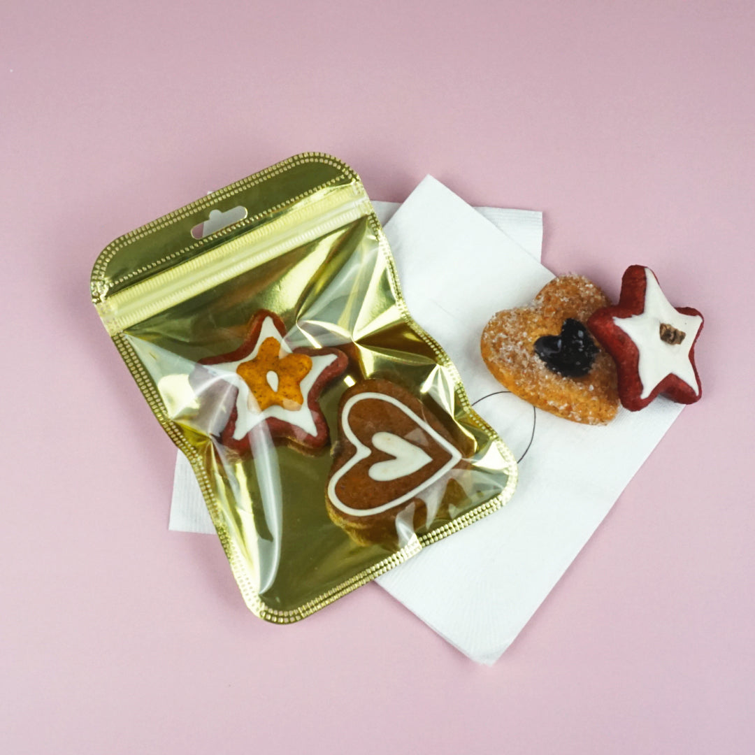 Glossy Half Honey Gold Transparent Mylar QuickQlick® Bags with Rounded Top and Hang Hole