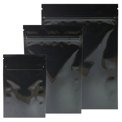 QQ Studio® Mirror Black Open Bottom Mylar Pre-Sealed Top QuickQlick™ Bags