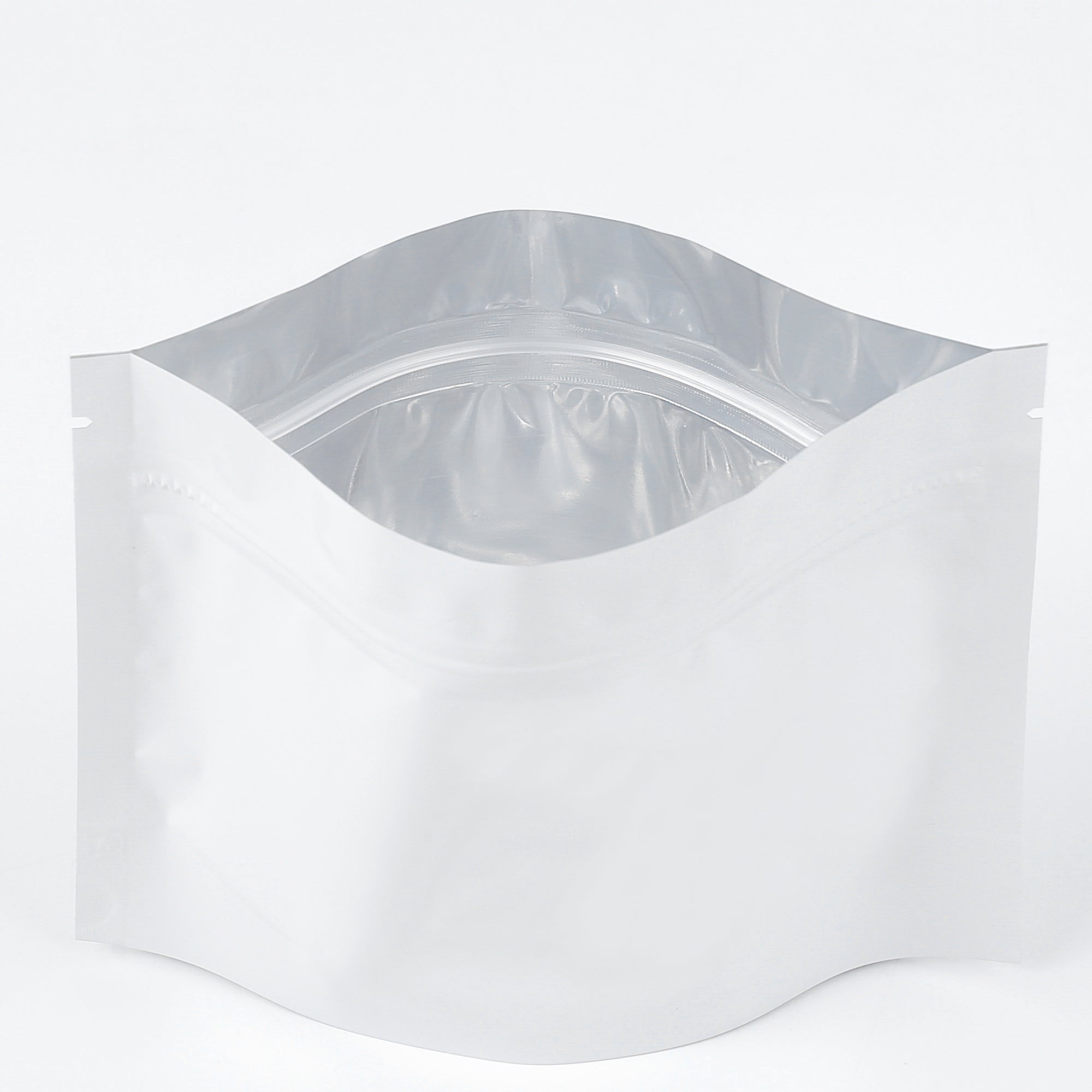 Double-Sided Glossy Arctic White Horizontal Mylar Stand Strong® Bags