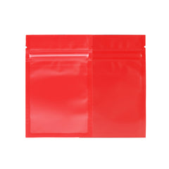 Flat Zipper Seal Bags – Matte Red Plastic with Frosted Window