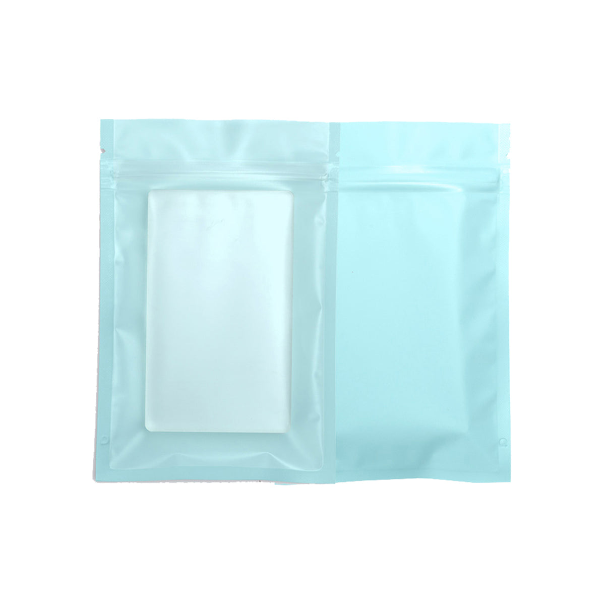 Flat Zipper Seal Bags – Biscuit Blue Matte with Frosted Window