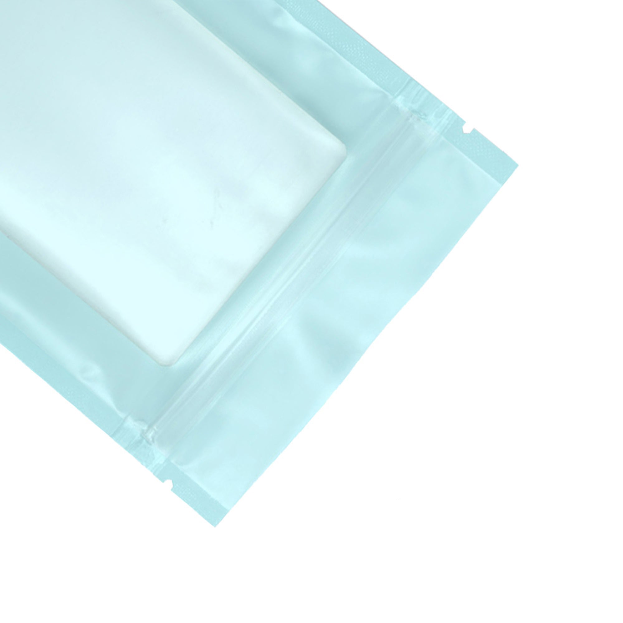 Flat Zipper Seal Bags – Biscuit Blue Matte with Frosted Window