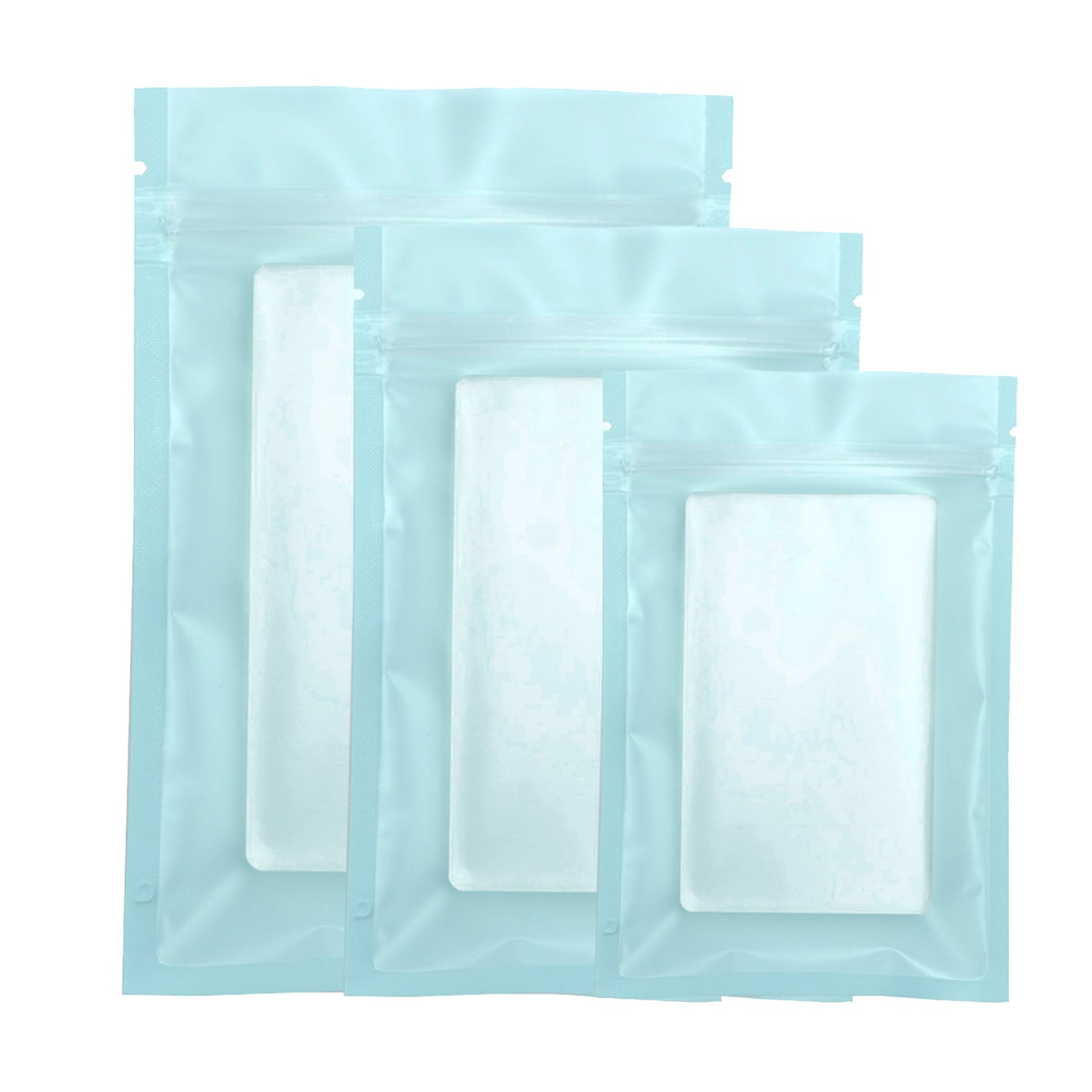 QQ Studio® Biscuit Blue Matte Plastic QuickQlick® Bags with Frosted Window