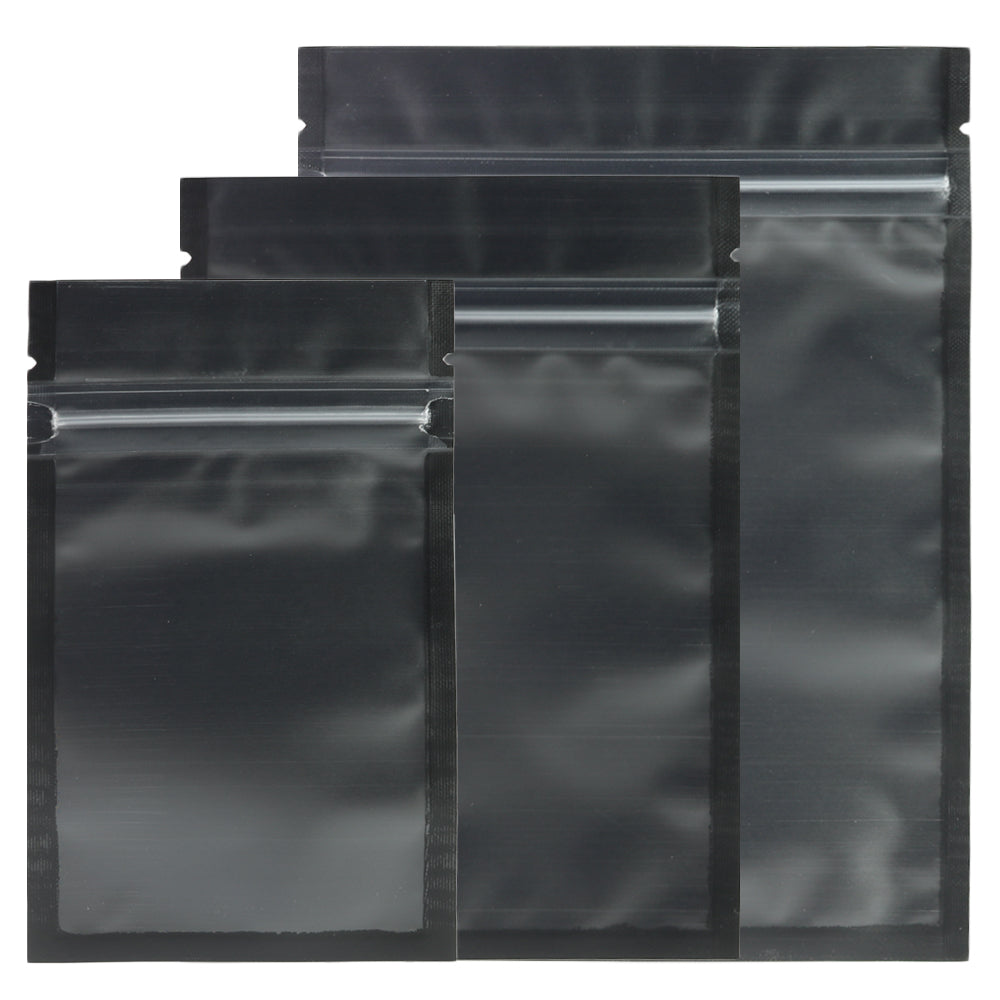 100 Pack 4x7in Translucent Black Flat Candy Zip Bags With Round Hang Hole, 3 Mil Thick, Resealable
