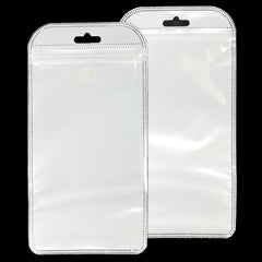 Half Cloudy White Poly Plastic QuickQlick® Bags with Butterfly Hang Hole