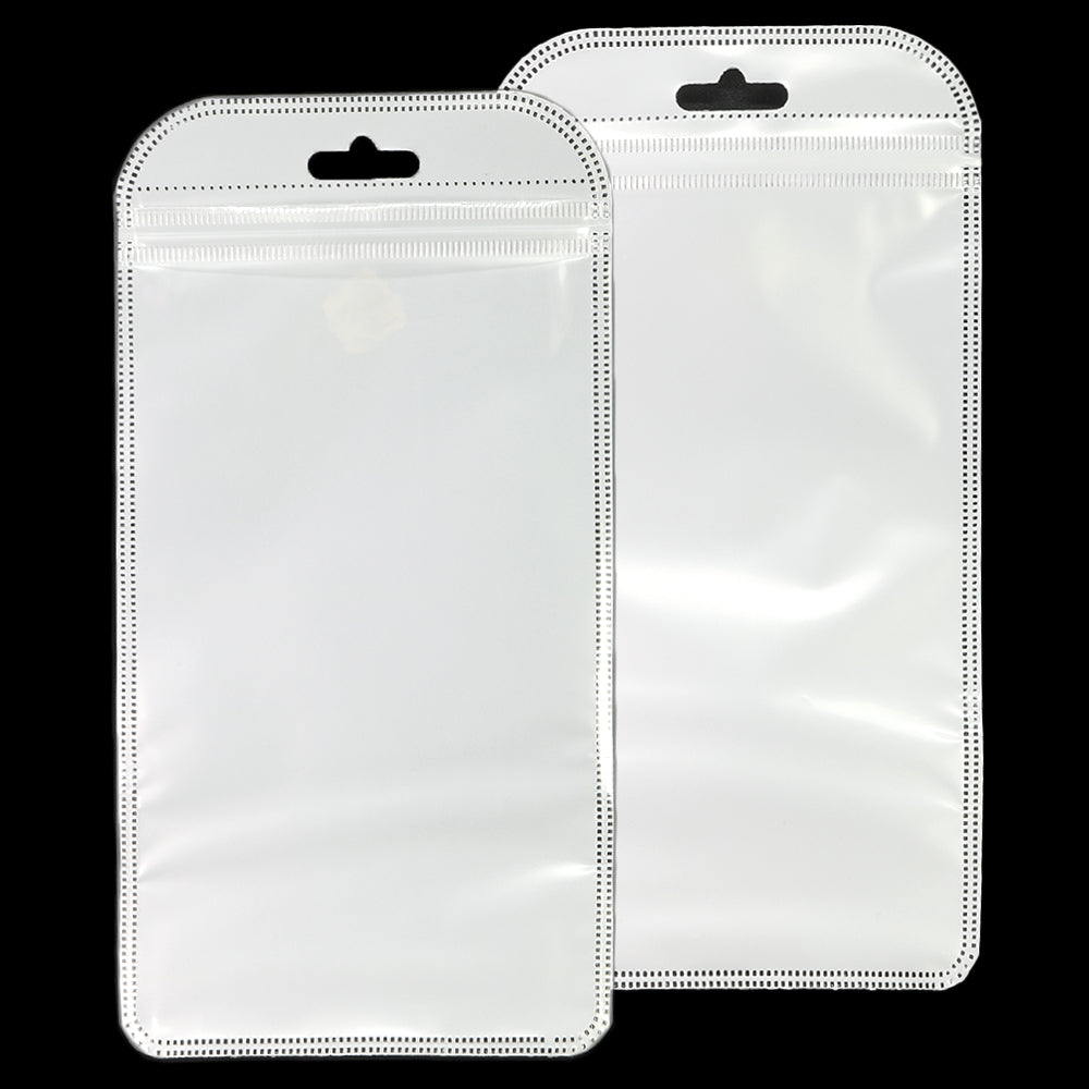 Glossy Transparent Poly Plastic Flat Zipper Seal Bags with Rounded Corners and Butterfly Hang Hole