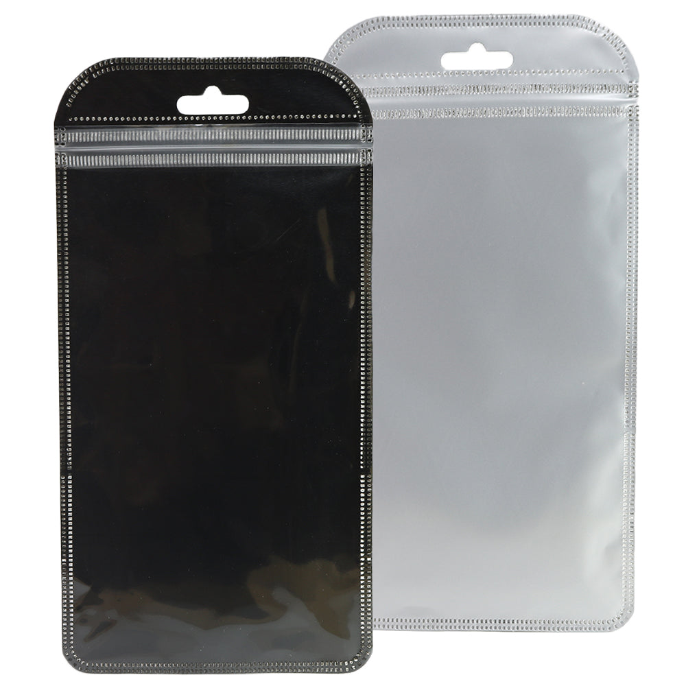 Half Mirror Black Poly Plastic QuickQlick® Bags with Butterfly Hang Hole