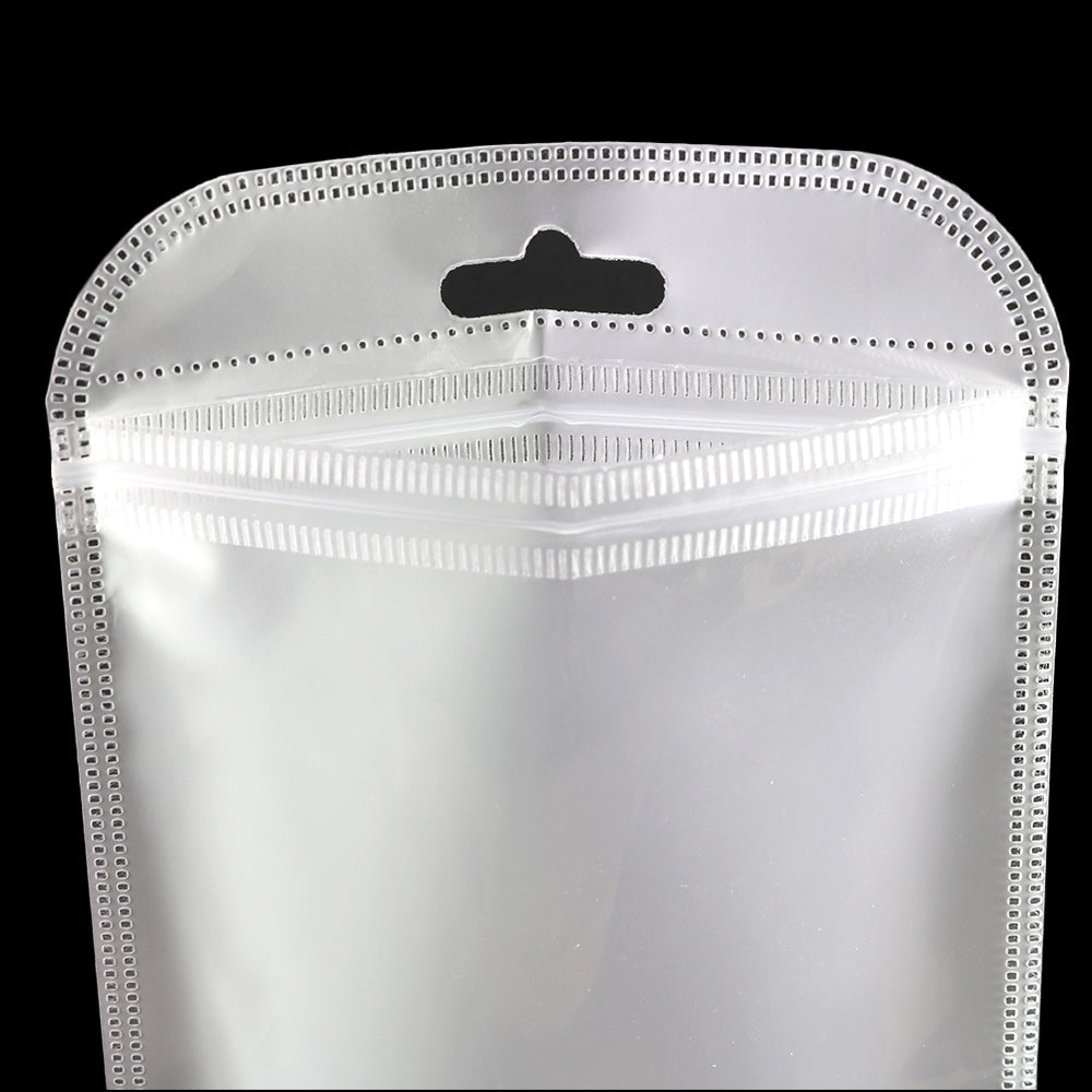 Half Cloudy White Poly Plastic QuickQlick® Bags with Butterfly Hang Hole