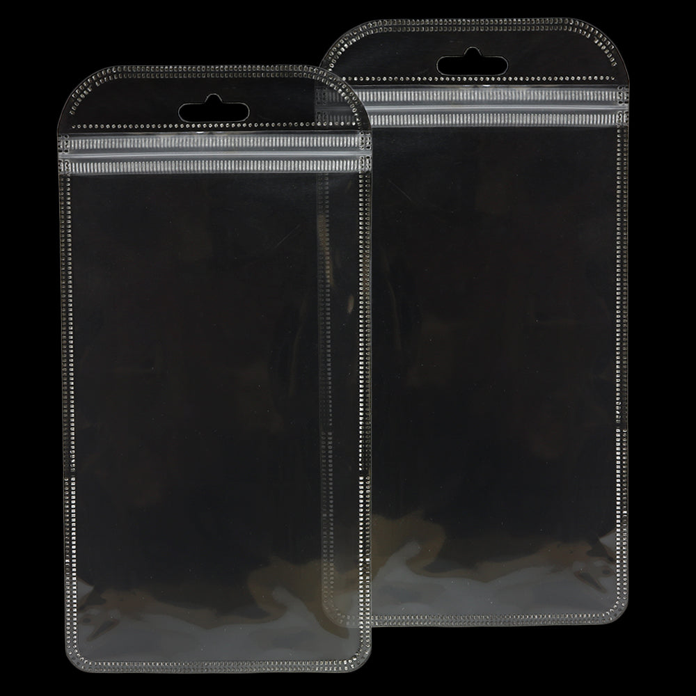 Glossy Transparent Poly Plastic Flat Zipper Seal Bags with Rounded Corners and Butterfly Hang Hole