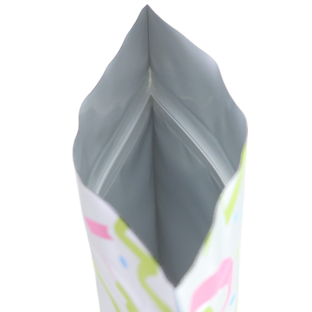 Alphabet Design Double-Sided Confetti Silver Aluminum Zipper Seal Bags