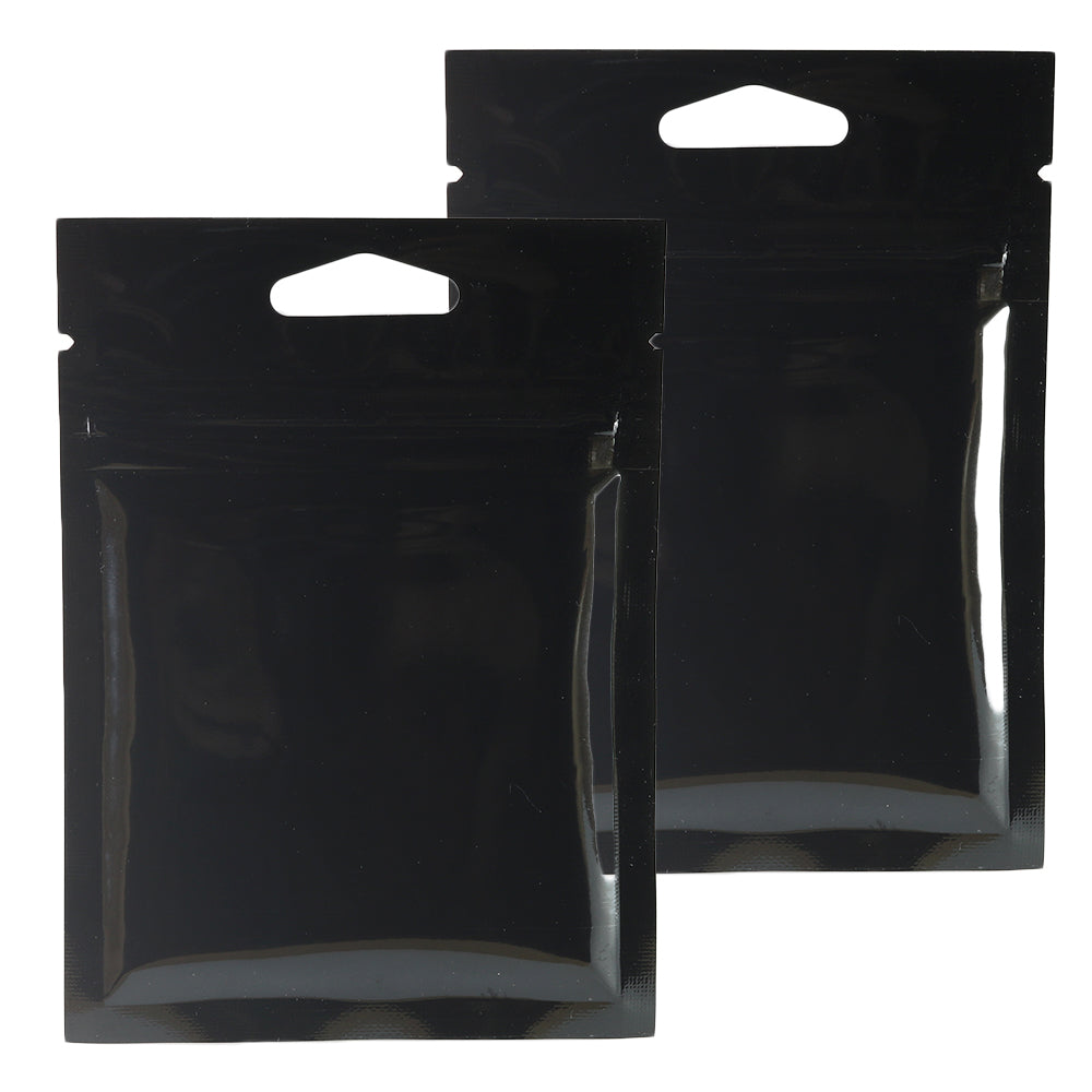 Glossy Moonlite Night Black Mylar Foil QuickQlick® Bags with Triangle Hang Hole