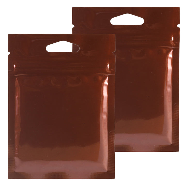 QQ Studio® Glossy Chocolate Brown Mylar Foil QuickQlick™ Bags with Triangle Hang Hole