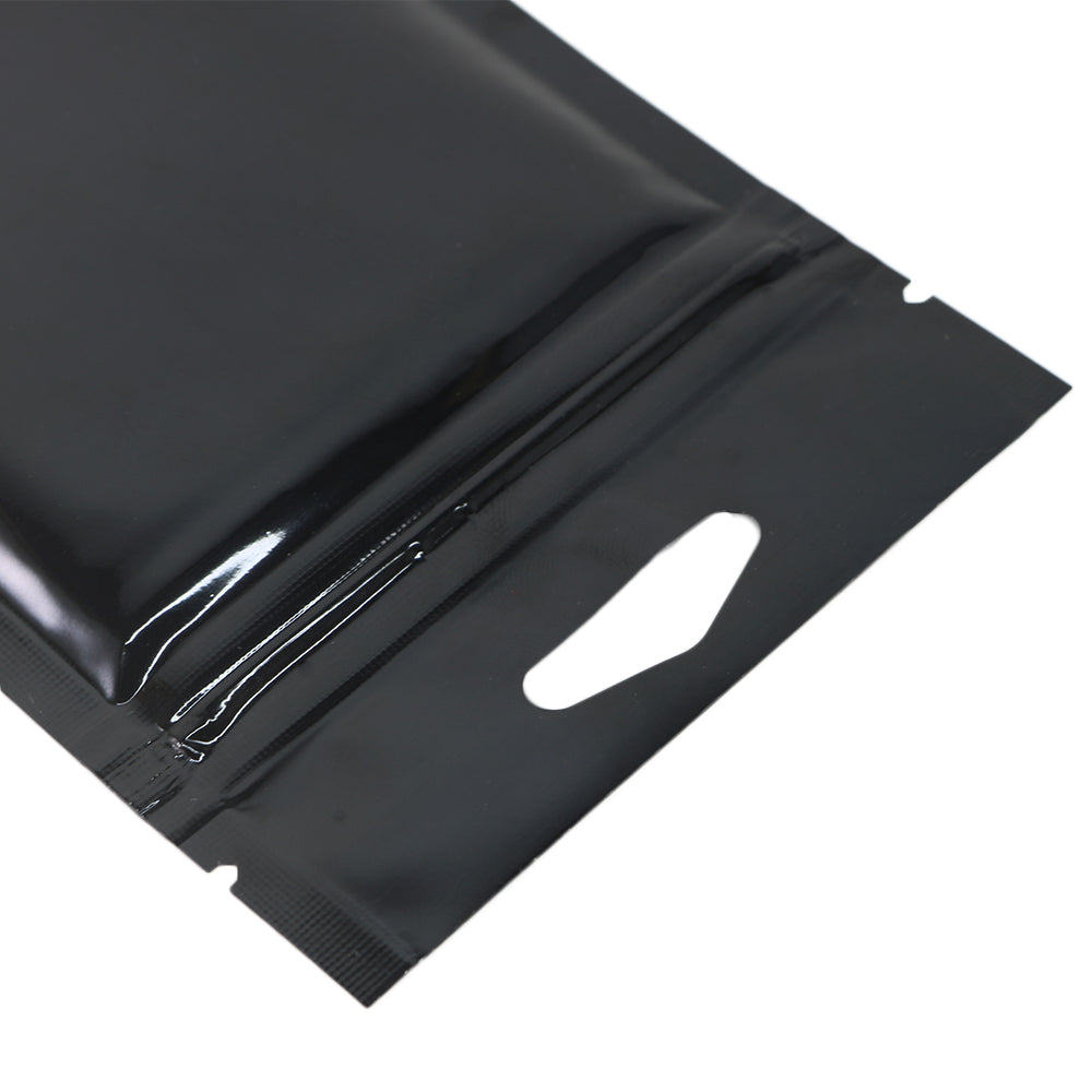 Glossy Moonlite Night Black Mylar Foil QuickQlick® Bags with Triangle Hang Hole