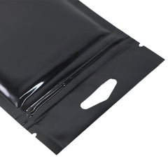 Glossy Moonlite Night Black Mylar Foil QuickQlick® Bags with Triangle Hang Hole