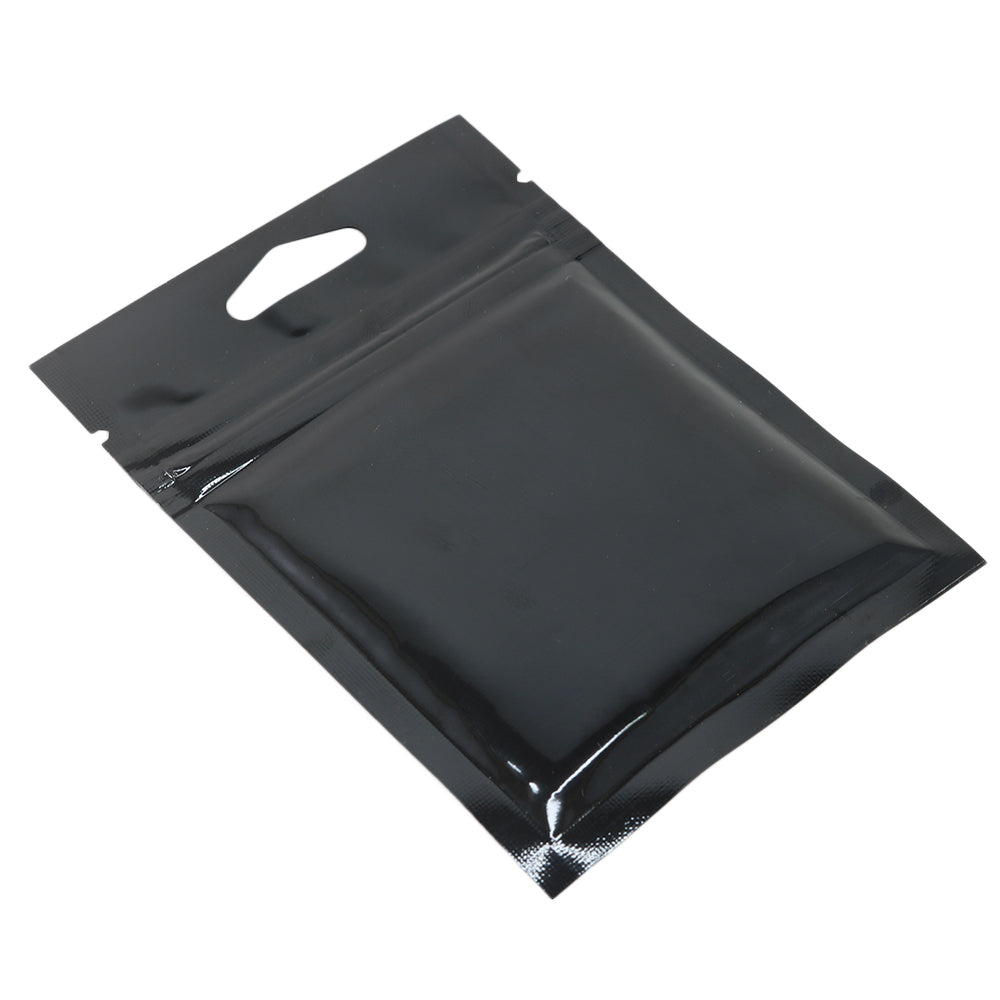 Glossy Moonlite Night Black Mylar Foil QuickQlick® Bags with Triangle Hang Hole