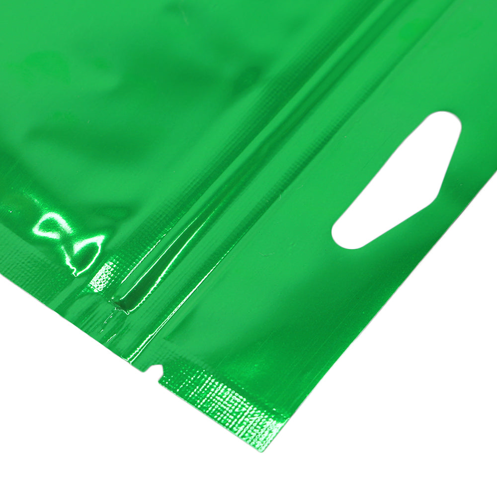 Glossy Forest Green Mylar Foil QuickQlick® Bags with Triangle Hang Hole