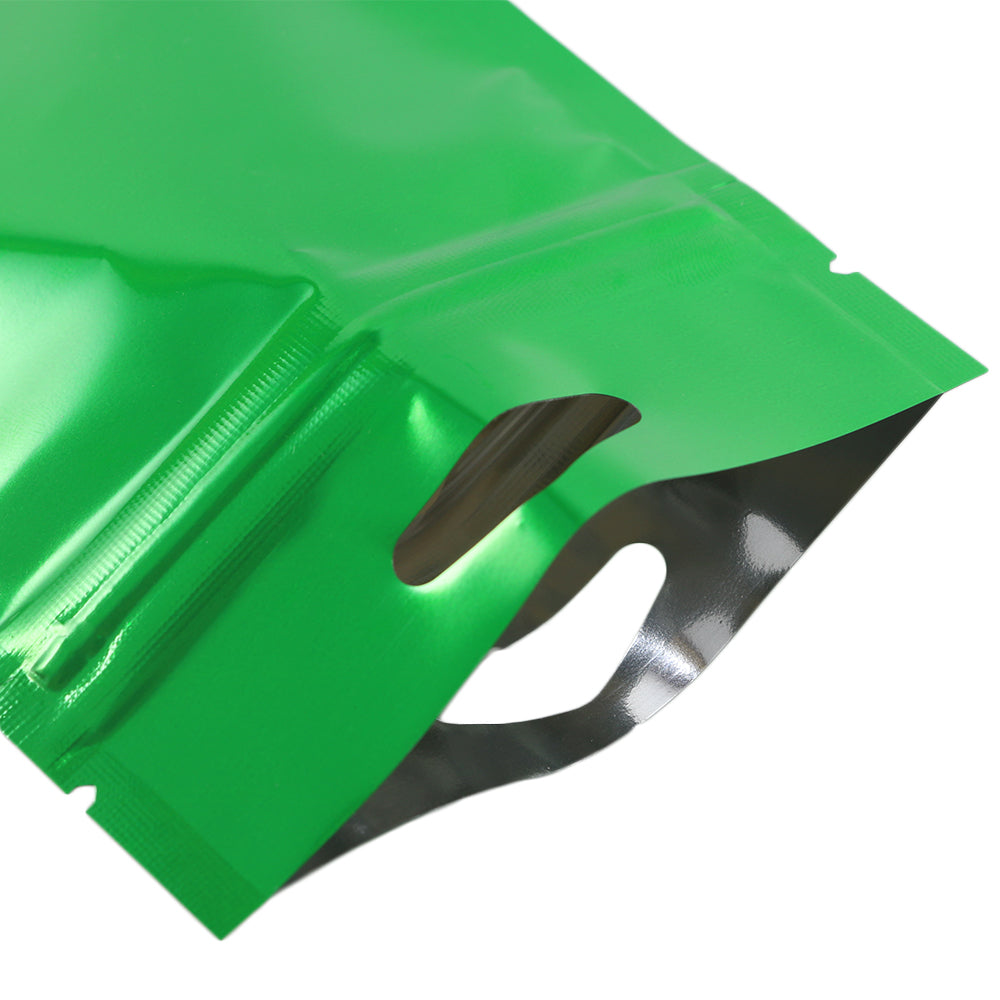 Glossy Forest Green Mylar Foil QuickQlick® Bags with Triangle Hang Hole