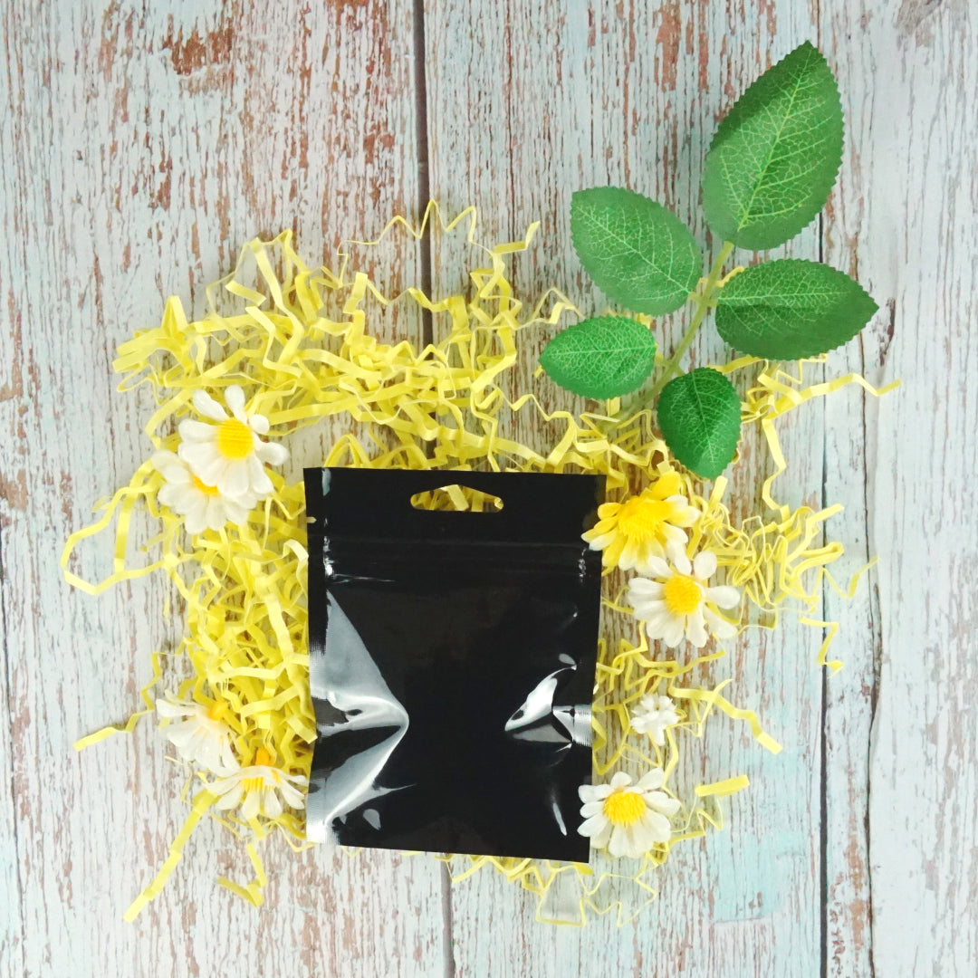 Glossy Moonlite Night Black Mylar Foil QuickQlick® Bags with Triangle Hang Hole