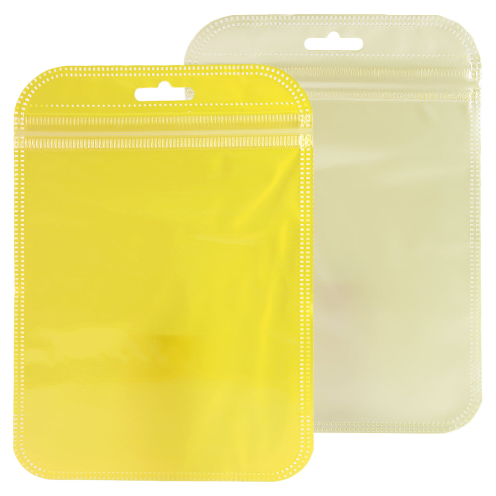 QQ Studio® Glossy Half Bananas Yellow Rounded Corners Plastic QuickQlick™ Bags with Butterfly Hang Hole