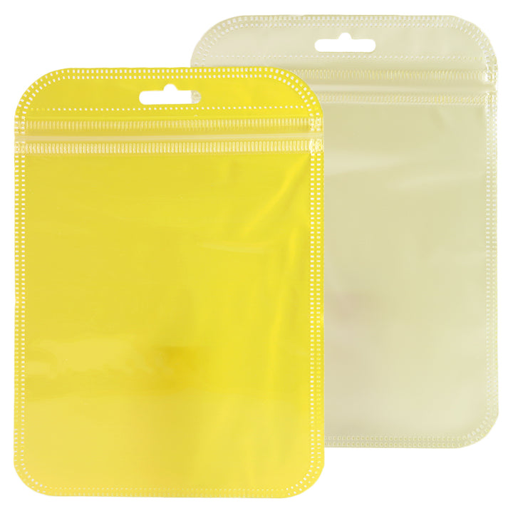 QQ Studio® Glossy Half Bananas Yellow Rounded Corners Plastic QuickQlick™ Bags with Butterfly Hang Hole