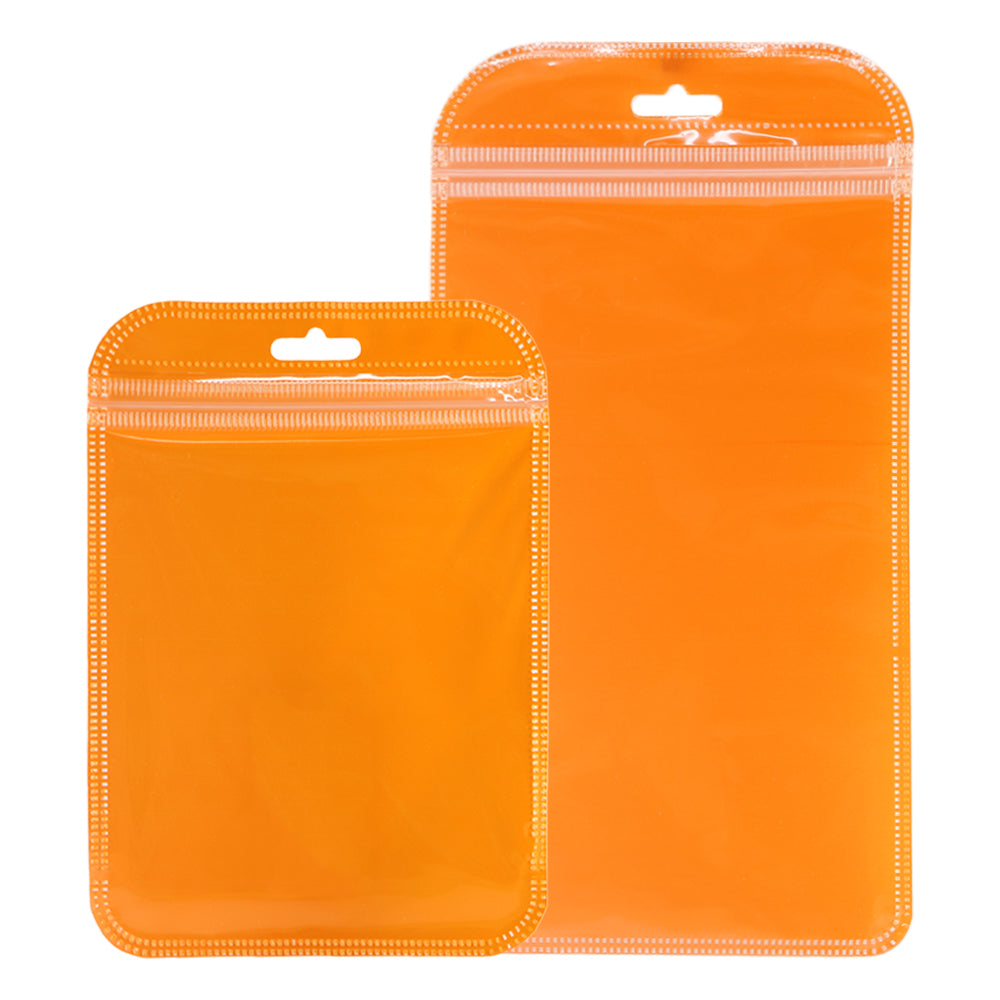 QQ Studio® Glossy Half Sunset Orange Rounded Corners Plastic QuickQlick® Bags with Butterfly Hang Hole