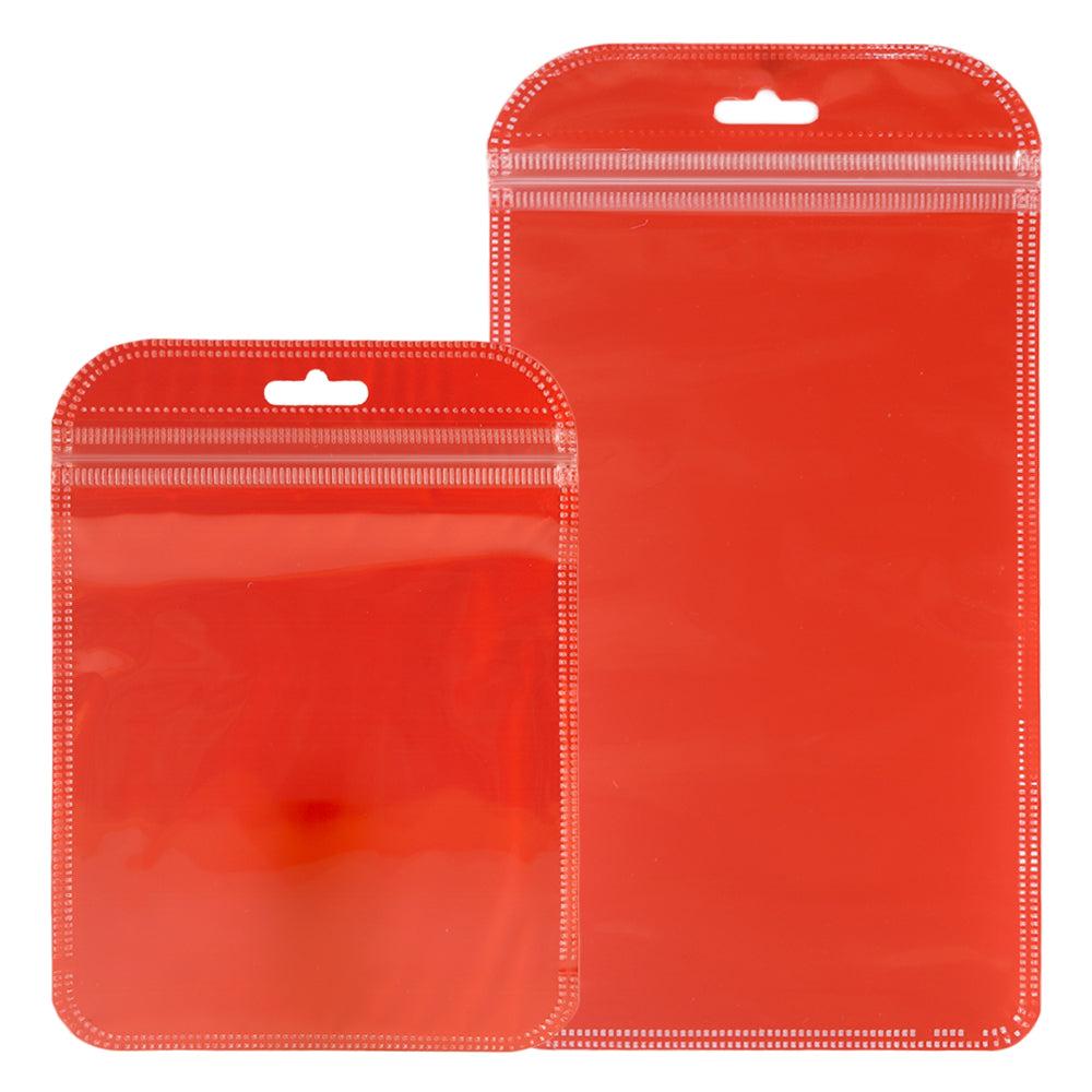 Glossy Colorful Transparent Poly Plastic Zipper Seal Bags with Rounded Corners and Butterfly Hang Hole