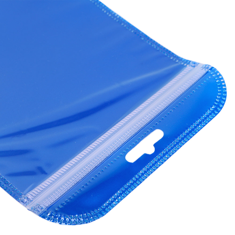 Glossy Half Ocean Blue Rounded Corners Plastic QuickQlick® Bags with Butterfly Hang Hole
