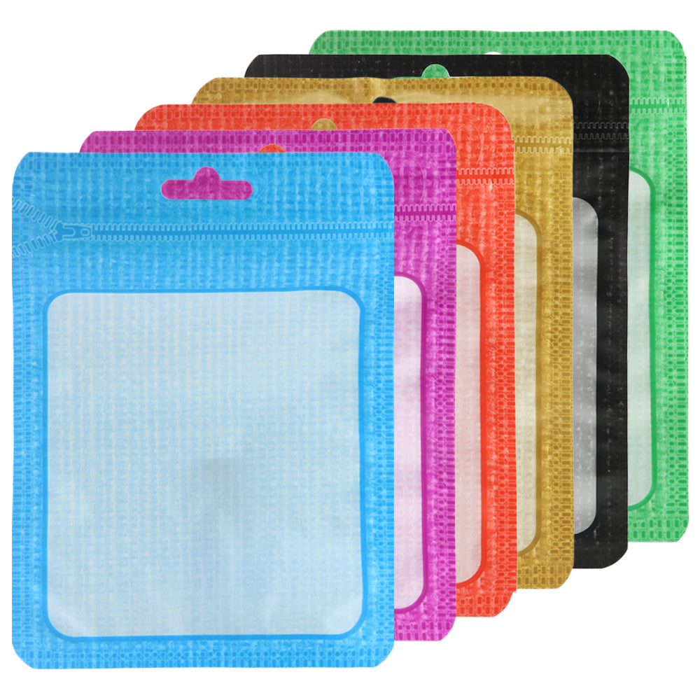 QQ Studio® Translucent Woven Bordered Design Flat QuickQlick® Bags with Butterfly Hang Hole