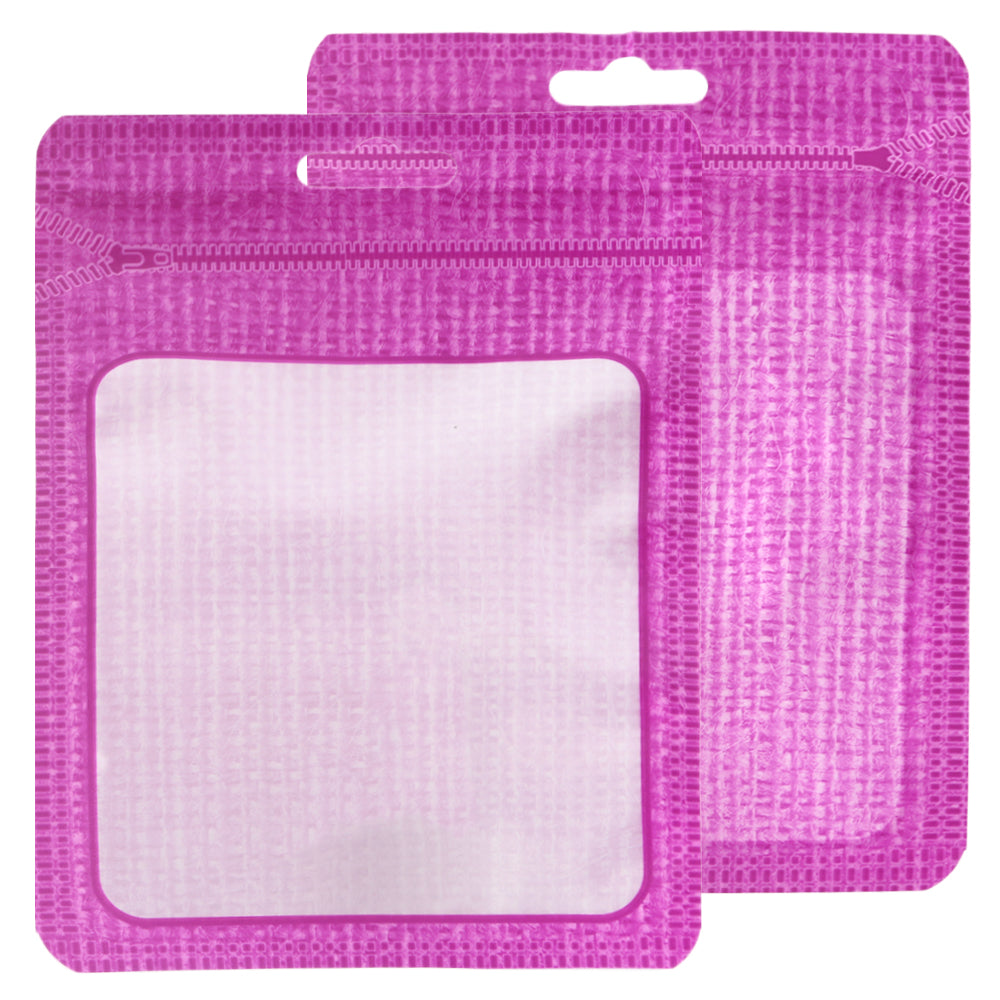 Translucent Woven Bordered Zipper Seal Flat Bags with Butterfly Hang Hole