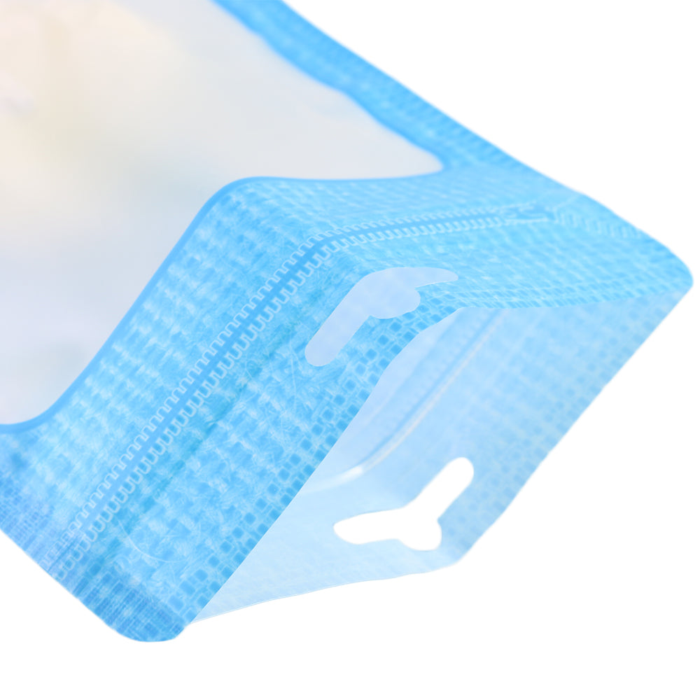 Translucent Knit Blue Flat QuickQlick® Bags with Butterfly Hang Hole